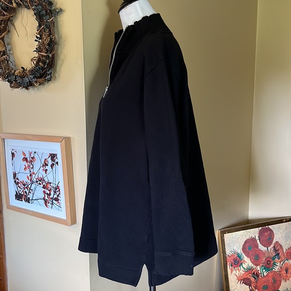 RALPH LAUREN Size 1X Mockneck 1/4 Zip Black & Silver HW Pocket Leather Trim PREP - Picture 9 of 16